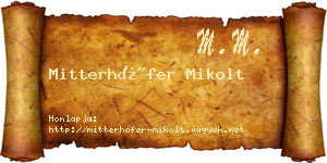 Mitterhöfer Mikolt névjegykártya